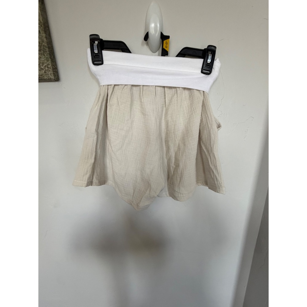 L'Amade Women Oatmeal Beige Cotton Gauze Shorts Foldover Waistband XS Made USA - Picture 5 of 7